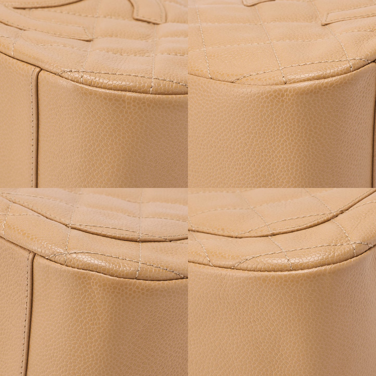 CHANEL Caviar Skin Matelasse Cocomark One Shoulder Beige Gold-Tone Hardware, Pre-Owned