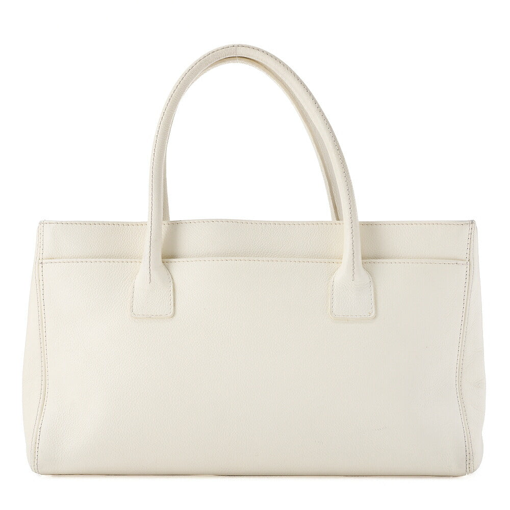 CHANEL Tote Bag Executive Caviar Skin 2.55 White Silver-Tone Hardware, Pre-Owned