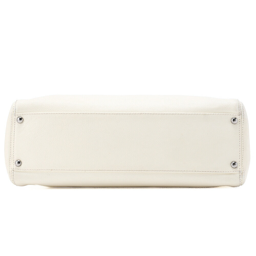 CHANEL Tote Bag Executive Caviar Skin 2.55 White Silver-Tone Hardware, Pre-Owned