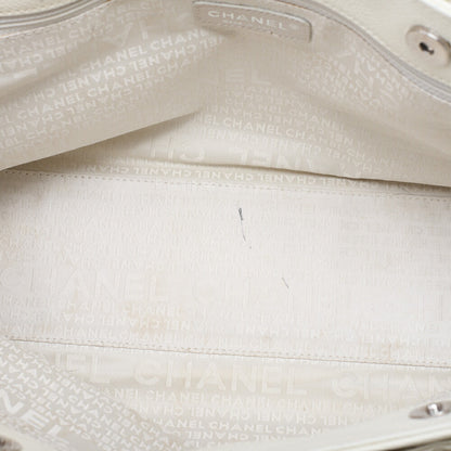 CHANEL Tote Bag Executive Caviar Skin 2.55 White Silver-Tone Hardware, Pre-Owned