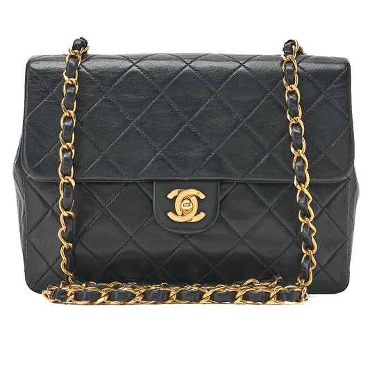 CHANEL Chain Shoulder Bag Mini Matelasse 20cm Lambskin Black Gold-Tone Hardware, Pre-Owned