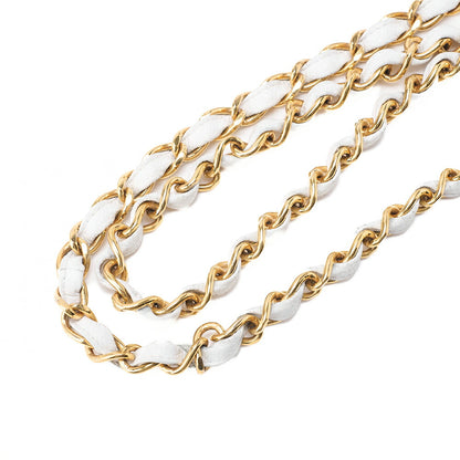 CHANEL Chain Shoulder Bag Mini Matelasse Caviar Skin Chevron White Gold-Tone Hardware, Pre-Owned