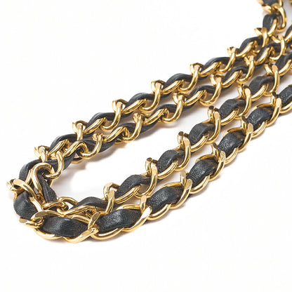 CHANEL Lambskin Matelasse Double Flap 25cm Square Chain Shoulder Black Gold-Tone Hardware, Pre-Owned