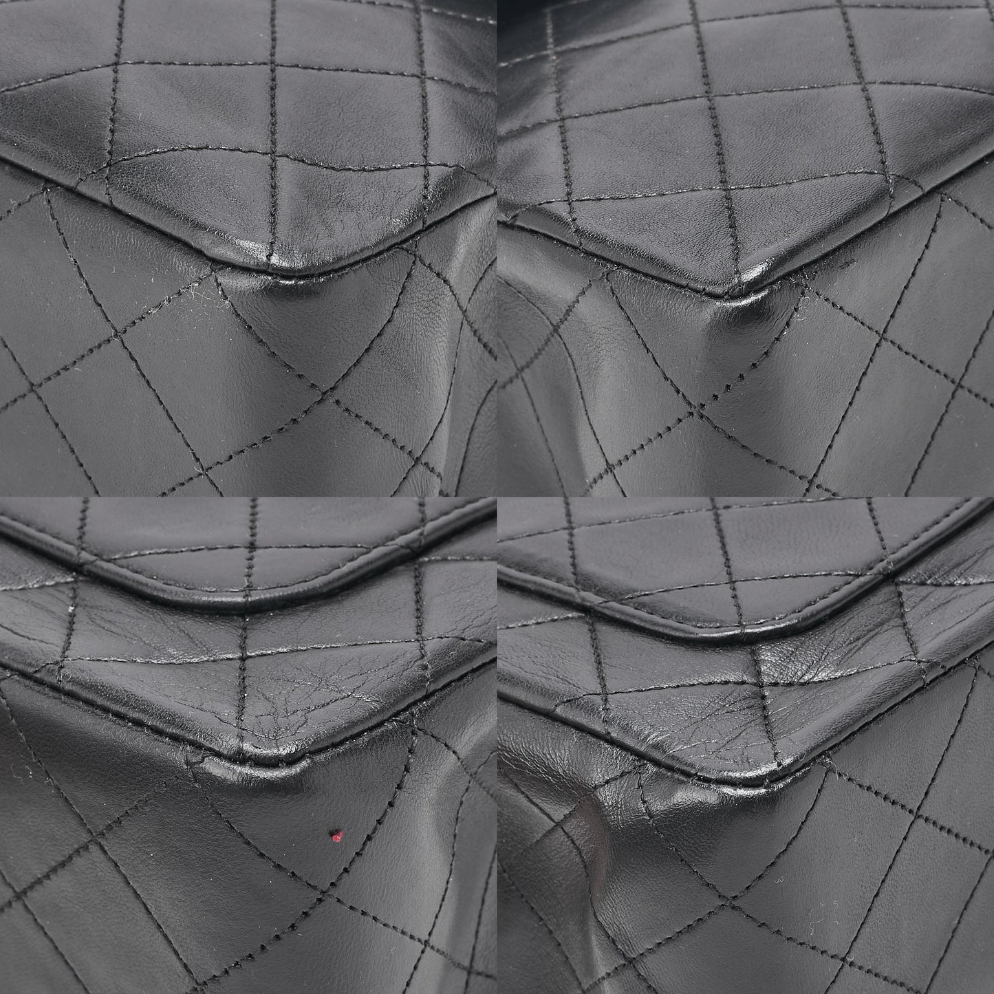 CHANEL Lambskin Matelasse Double Flap 25cm Square Chain Shoulder Black Gold-Tone Hardware, Pre-Owned