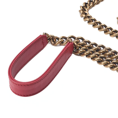 CHANEL Caviar Skin Matelasse Single 2-way Chain Shoulder Red Gold-Tone Hardware, Pre-Owned