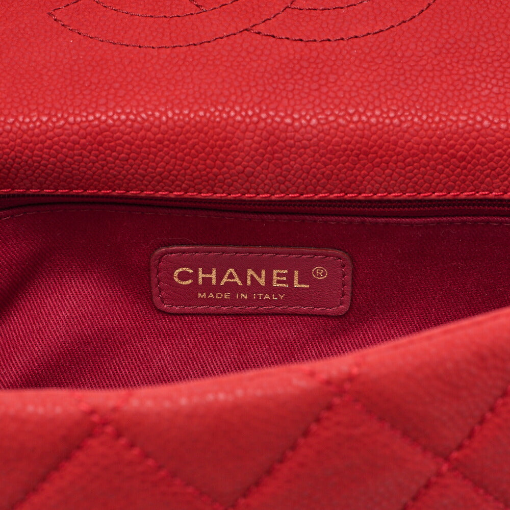 CHANEL Caviar Skin Matelasse Single 2-way Chain Shoulder Red Gold-Tone Hardware, Pre-Owned