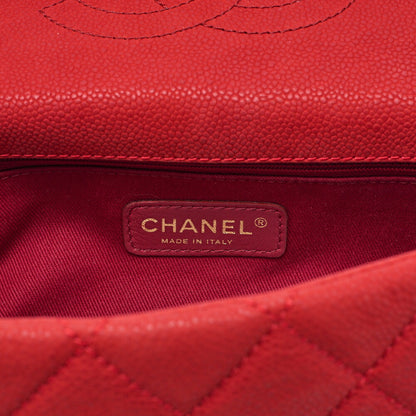 CHANEL Caviar Skin Matelasse Single 2-way Chain Shoulder Red Gold-Tone Hardware, Pre-Owned