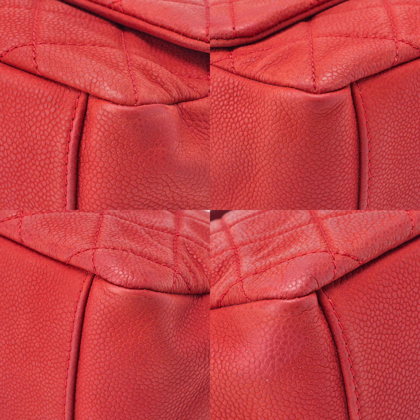 CHANEL Caviar Skin Matelasse Single 2-way Chain Shoulder Red Gold-Tone Hardware, Pre-Owned