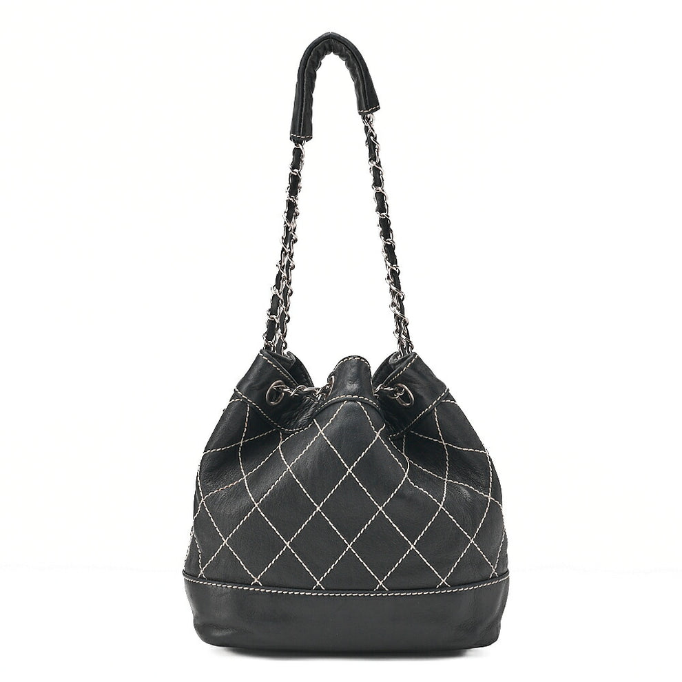 CHANEL 2005-2006 Coco Mark Wild Stitch Lambskin Shoulder Bag