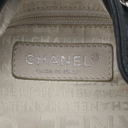 CHANEL Lambskin Wild Stitch Coco Charm Drawstring Chain Shoulder Black Silver-Tone Hardware, Pre-Owned