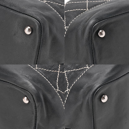 CHANEL Lambskin Wild Stitch Coco Charm Drawstring Chain Shoulder Black Silver-Tone Hardware, Pre-Owned