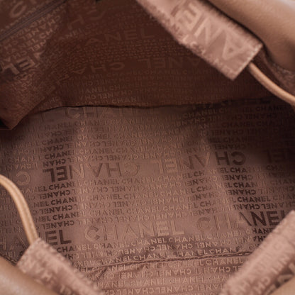 CHANEL Shoulder Bag Tote Bag Chocolate Bar Fringe Caviar Skin Beige Silver-Tone Hardware, Pre-Owned