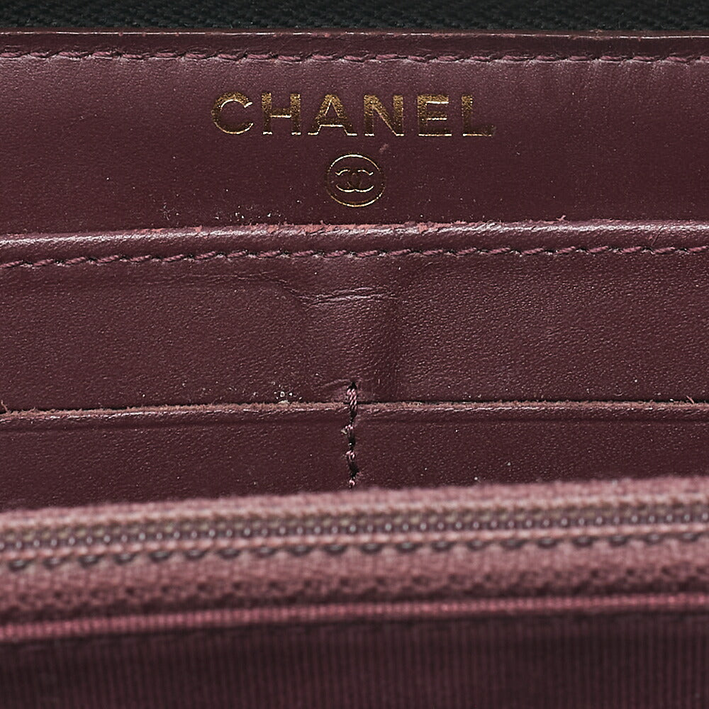 CHANEL Matelasse Round Long Wallet Caviar Skin Black Gold-Tone Hardware, Pre-Owned