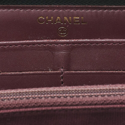 CHANEL Matelasse Round Long Wallet Caviar Skin Black Gold-Tone Hardware, Pre-Owned