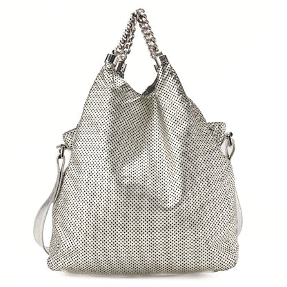 CHANEL Cocomark Perforated 2-way Chain Shoulder Bag Leather Silver-Tone Hardware, Pre-Owned