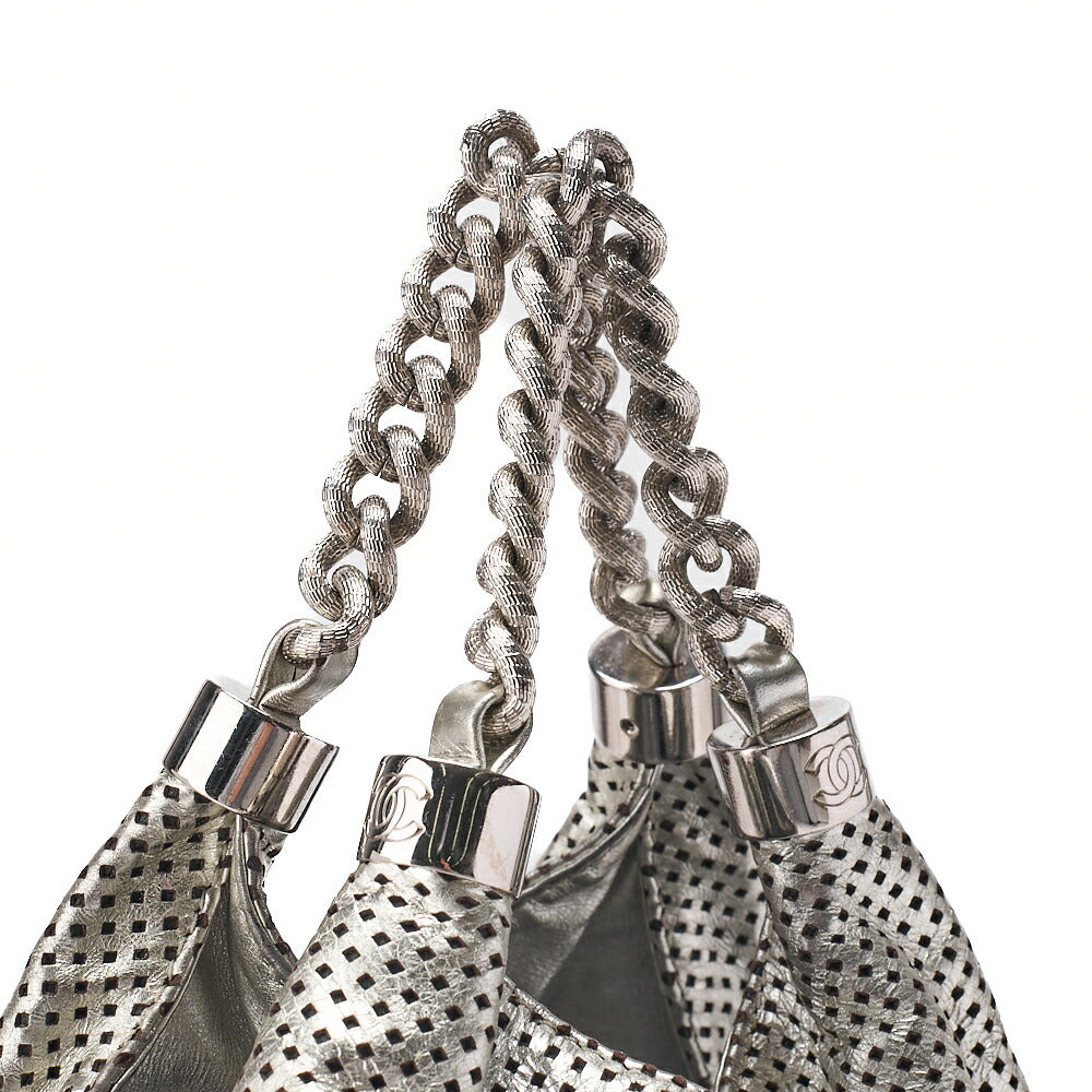 CHANEL Cocomark Perforated 2-way Chain Shoulder Bag Leather Silver-Tone Hardware, Pre-Owned