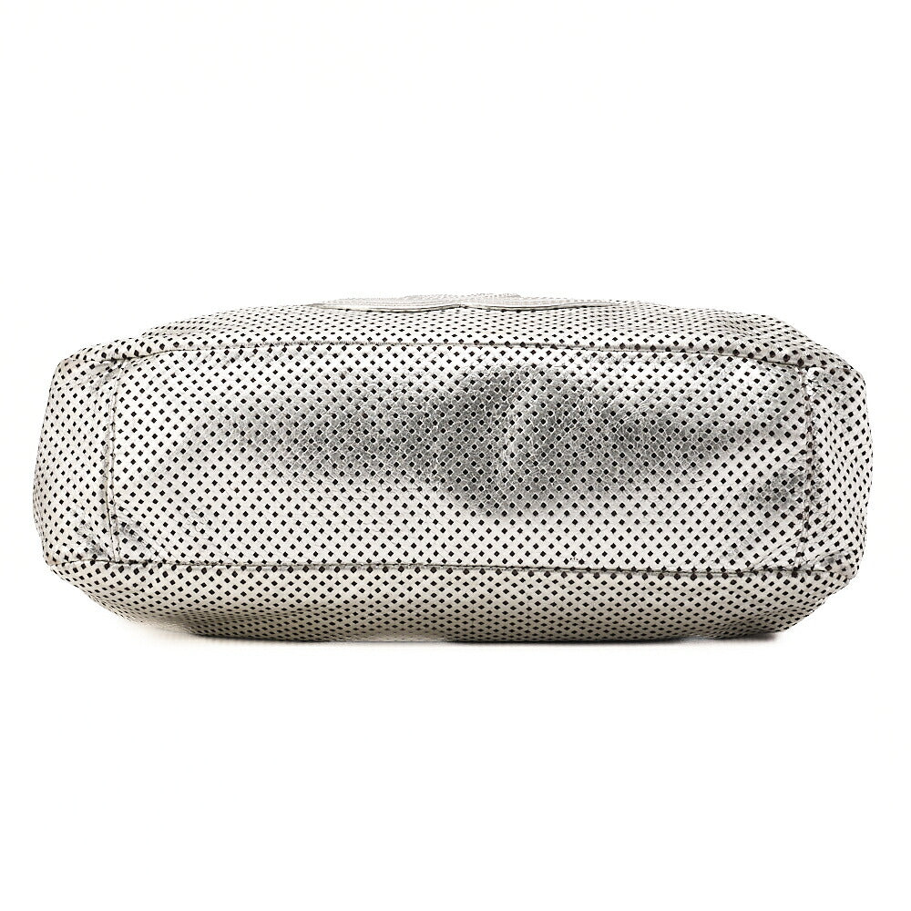 CHANEL Cocomark Perforated 2-way Chain Shoulder Bag Leather Silver-Tone Hardware, Pre-Owned