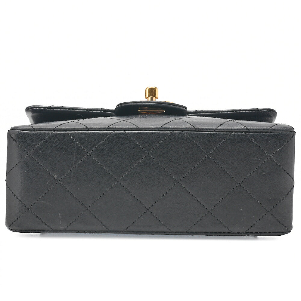 CHANEL Chain Shoulder Bag Mini Matelasse Turnlock Lambskin Black Single Flap Gold-Tone Hardware, Pre-Owned