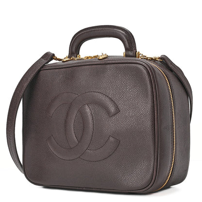 CHANEL Shoulder Bag Coco Mark Vanity 2way Caviar Skin Brown Gold-Tone Hardware, Pre-Owned