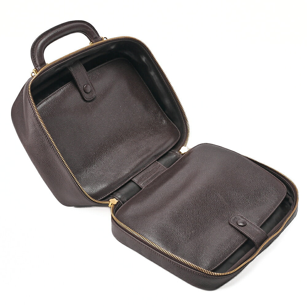 CHANEL Shoulder Bag Coco Mark Vanity 2way Caviar Skin Brown Gold-Tone Hardware, Pre-Owned