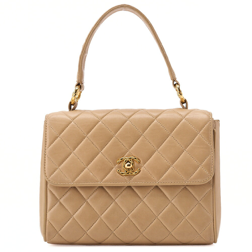 CHANEL Handbag Matelasse Biju Coco Mark Single Lambskin Beige Gold-Tone Hardware, Pre-Owned