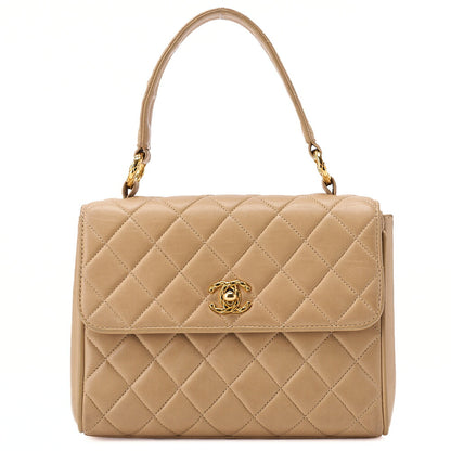 CHANEL Handbag Matelasse Biju Coco Mark Single Lambskin Beige Gold-Tone Hardware, Pre-Owned