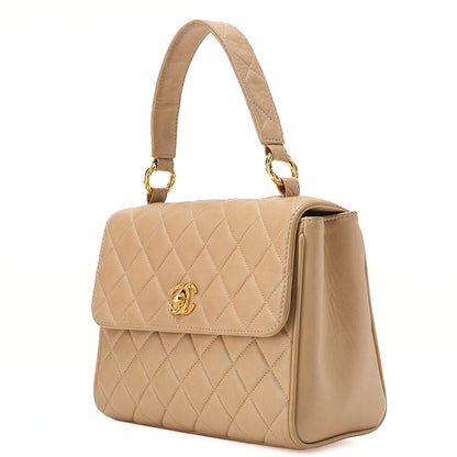 CHANEL Handbag Matelasse Biju Coco Mark Single Lambskin Beige Gold-Tone Hardware, Pre-Owned
