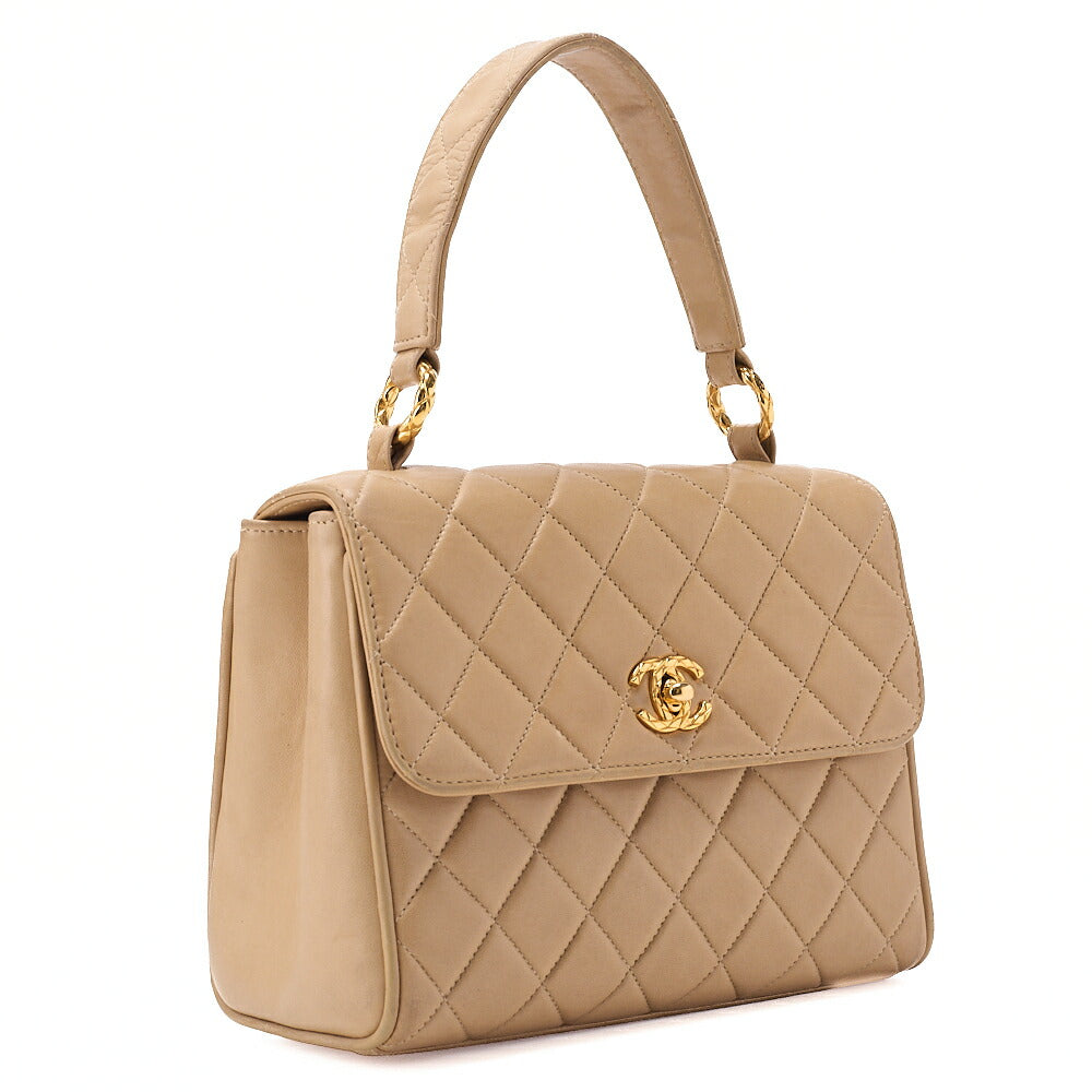 CHANEL Handbag Matelasse Biju Coco Mark Single Lambskin Beige Gold-Tone Hardware, Pre-Owned