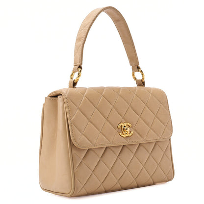 CHANEL Handbag Matelasse Biju Coco Mark Single Lambskin Beige Gold-Tone Hardware, Pre-Owned