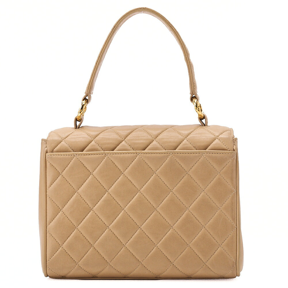 CHANEL Handbag Matelasse Biju Coco Mark Single Lambskin Beige Gold-Tone Hardware, Pre-Owned