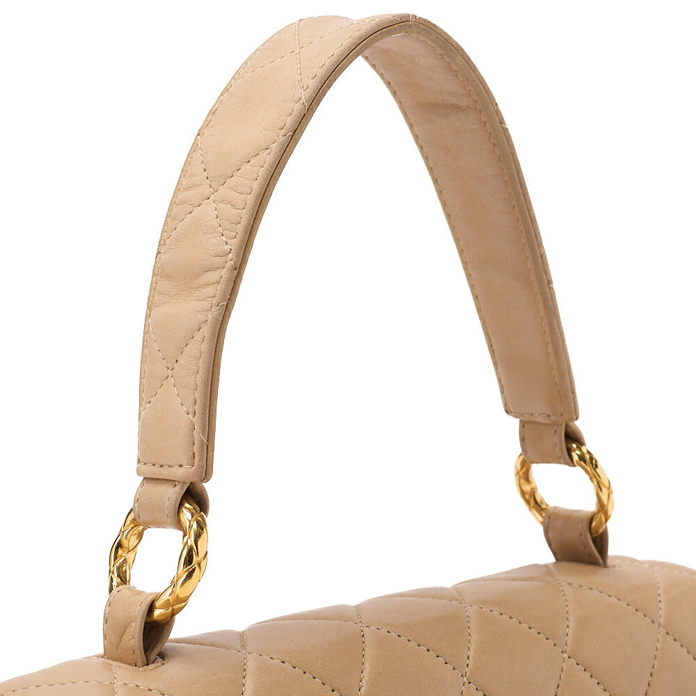 CHANEL Handbag Matelasse Biju Coco Mark Single Lambskin Beige Gold-Tone Hardware, Pre-Owned