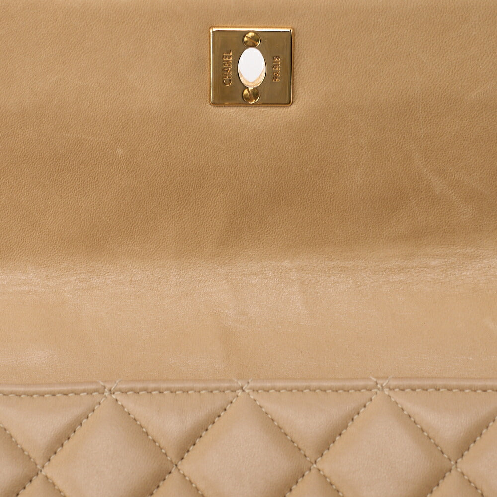 CHANEL Handbag Matelasse Biju Coco Mark Single Lambskin Beige Gold-Tone Hardware, Pre-Owned