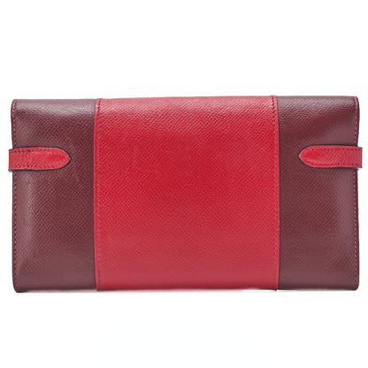 HERMES Kelly Wallet Epson 2-Fold Long Wallet Ethane x Rouge Silver-Tone Hardware, Pre-Owned