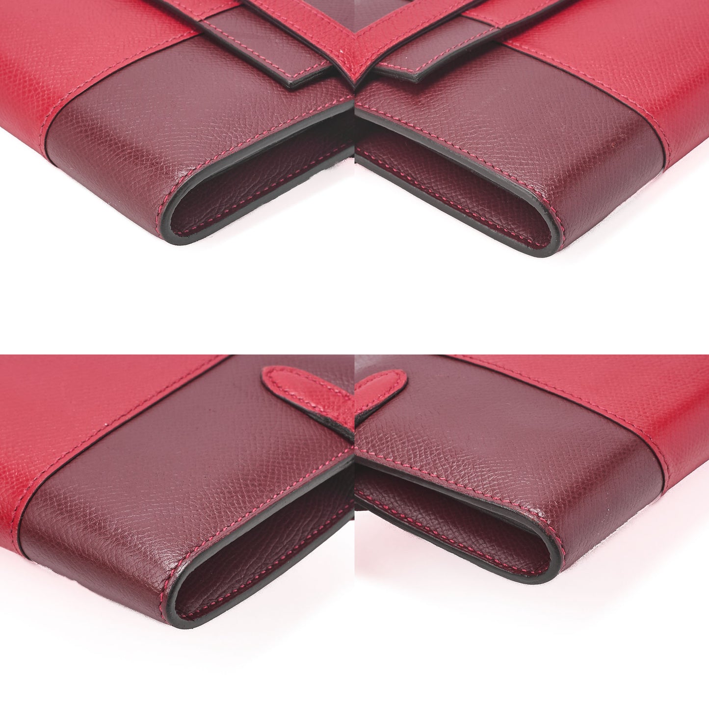 HERMES Kelly Wallet Epson 2-Fold Long Wallet Ethane x Rouge Silver-Tone Hardware, Pre-Owned