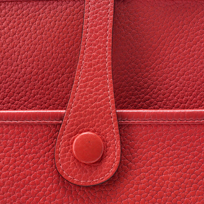 HERMES Evelyn PM 3 Trois Trois Tryon Cl?mence Shoulder Bag Rouge Silver-Tone Hardware, Pre-Owned