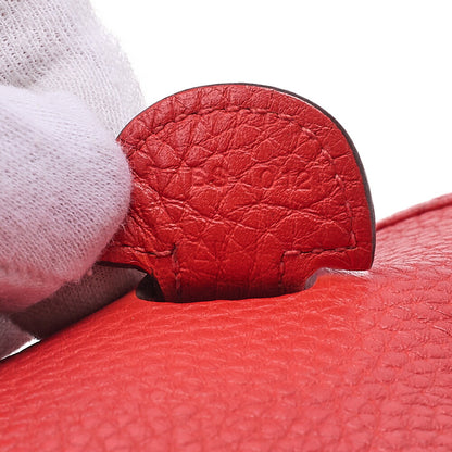 HERMES Evelyn PM 3 Trois Trois Tryon Cl?mence Shoulder Bag Rouge Silver-Tone Hardware, Pre-Owned