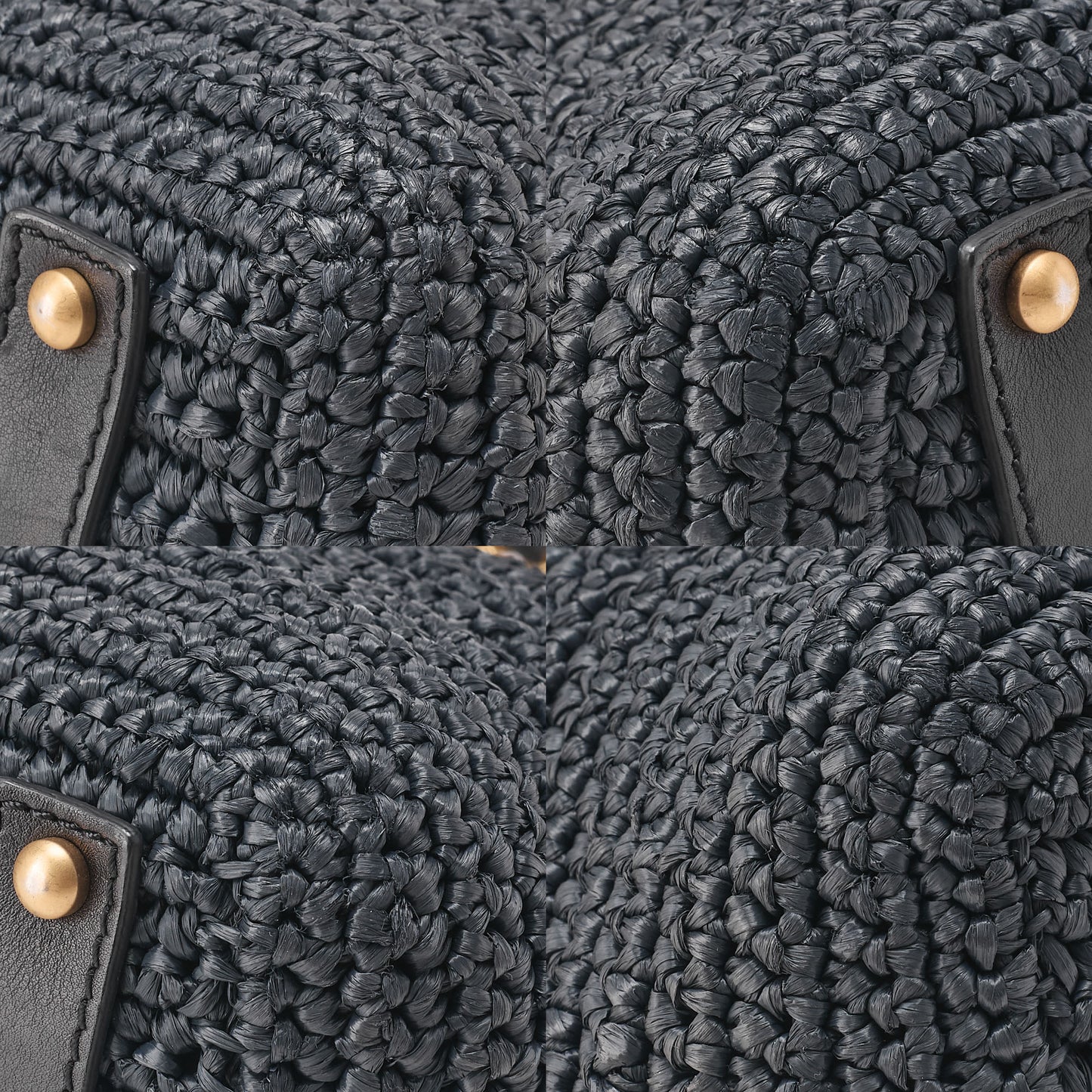 CHANEL Coco Mark Raffia x Leather Chain Tote Bag Turnlock Black Gold-Tone Hardware, Pre-Owned