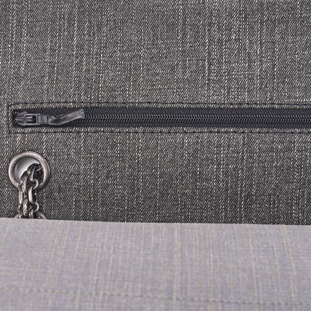 CHANEL Denim Double Flap 2.55 Matelasse Chain Shoulder Grey X Beige Silver-Tone Hardware, Pre-Owned