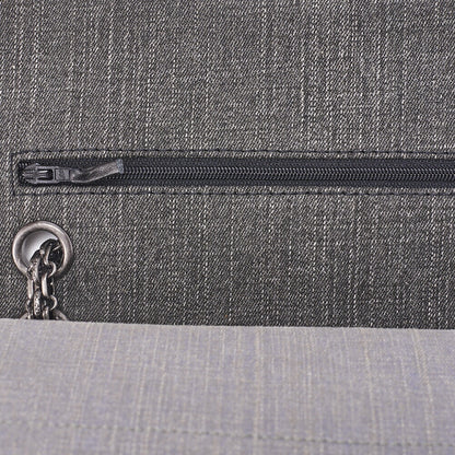 CHANEL Denim Double Flap 2.55 Matelasse Chain Shoulder Grey X Beige Silver-Tone Hardware, Pre-Owned