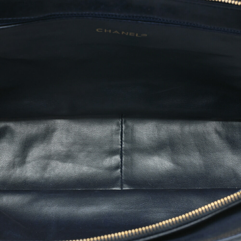 CHANEL Lambskin Matelasse Coco Charm Chain Tote Navy x White Gold-Tone Hardware, Pre-Owned