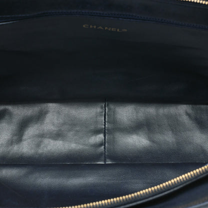 CHANEL Lambskin Matelasse Coco Charm Chain Tote Navy x White Gold-Tone Hardware, Pre-Owned