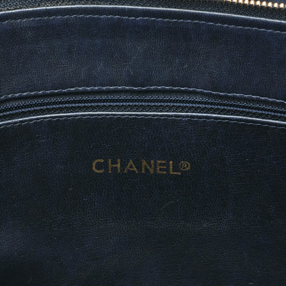 CHANEL Lambskin Matelasse Coco Charm Chain Tote Navy x White Gold-Tone Hardware, Pre-Owned