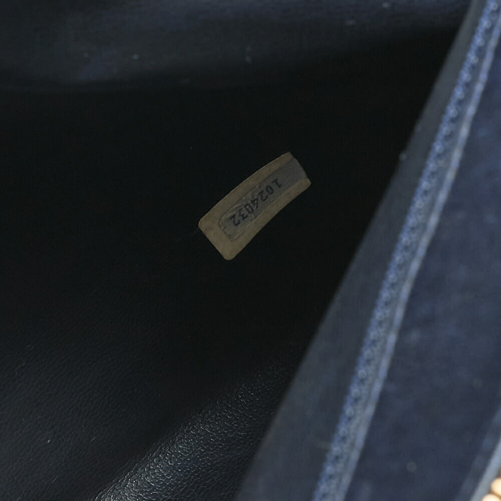 CHANEL Lambskin Matelasse Coco Charm Chain Tote Navy x White Gold-Tone Hardware, Pre-Owned