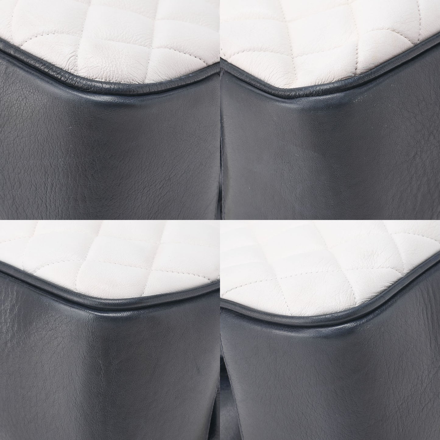 CHANEL Lambskin Matelasse Coco Charm Chain Tote Navy x White Gold-Tone Hardware, Pre-Owned