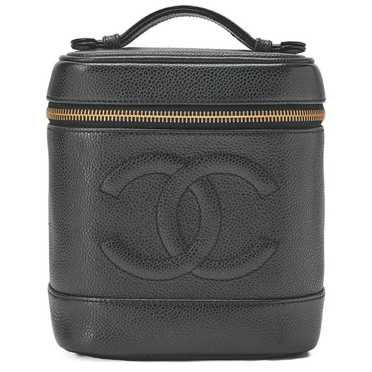 CHANEL Cocomark Vanity Handbag Caviar Skin Black Gold-Tone Hardware, Pre-Owned