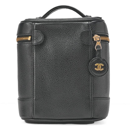 CHANEL Cocomark Vanity Handbag Caviar Skin Black Gold-Tone Hardware, Pre-Owned