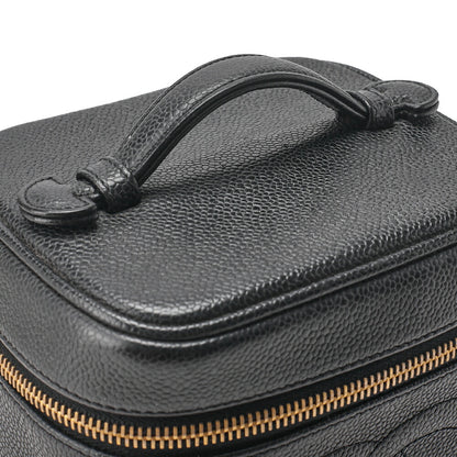 CHANEL Cocomark Vanity Handbag Caviar Skin Black Gold-Tone Hardware, Pre-Owned