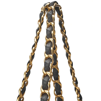 CHANEL Lambskin Big Coco Mark Giant Chain Tote Black Gold-Tone Hardware, Pre-Owned