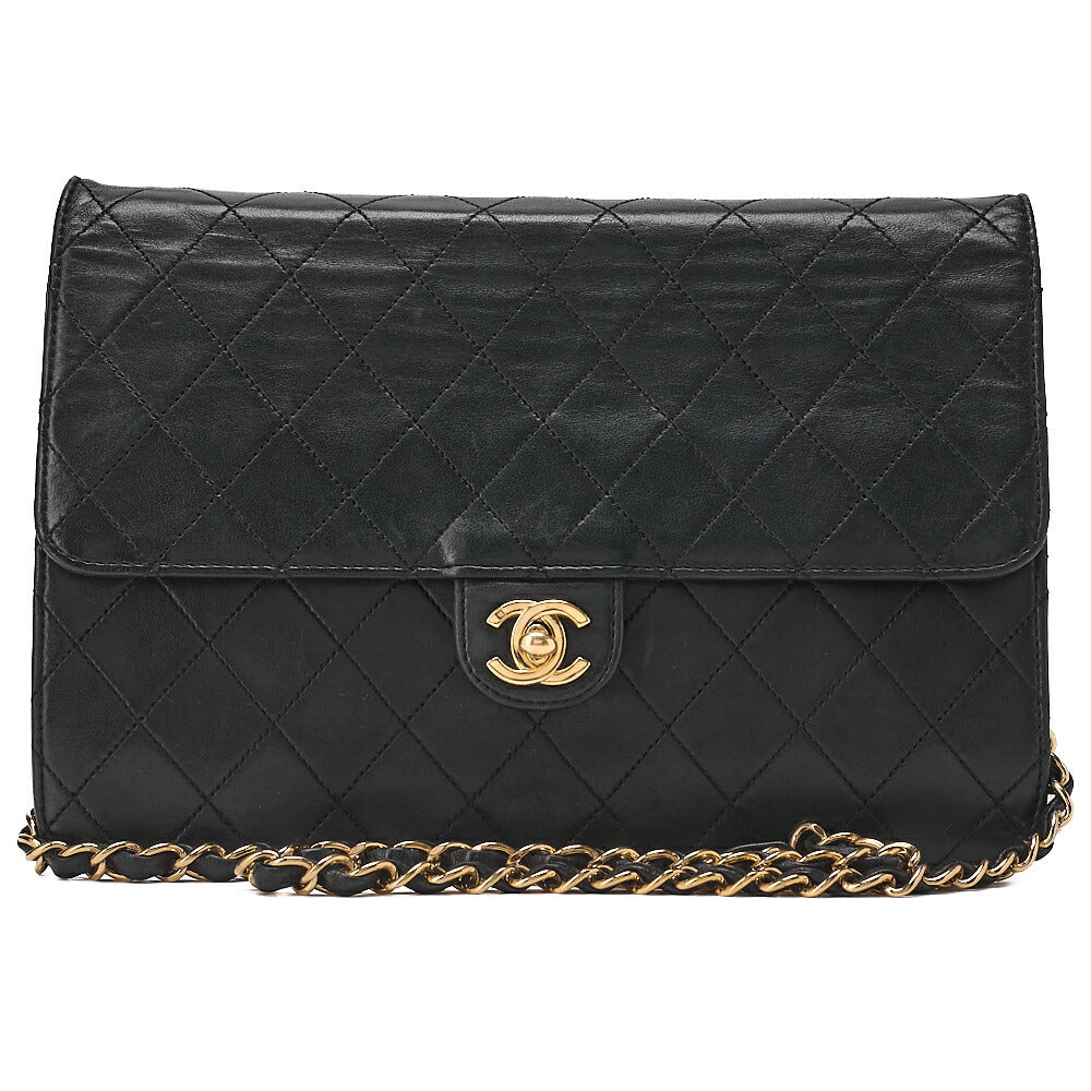 CHANEL Matelasse Turnlock 25cm Single Chain Shoulder Black Gold-Tone Hardware, Pre-Owned