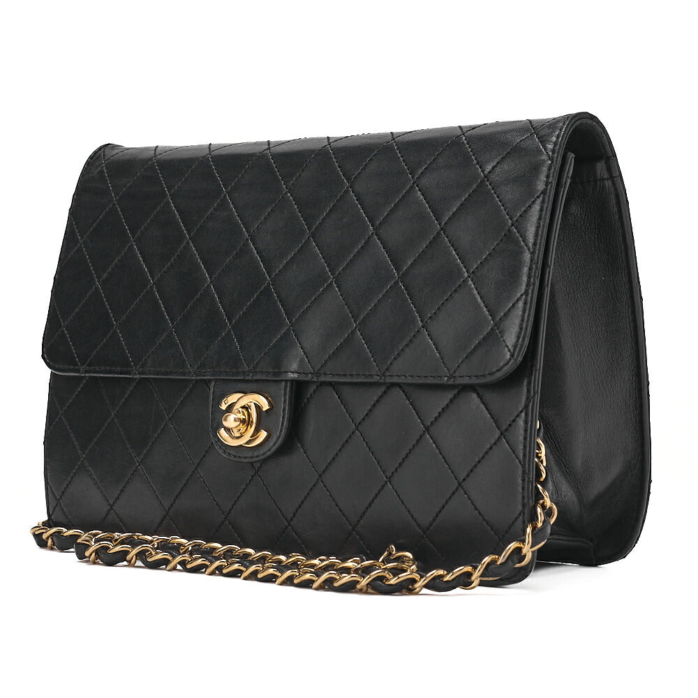 CHANEL Matelasse Turnlock 25cm Single Chain Shoulder Black Gold-Tone Hardware, Pre-Owned